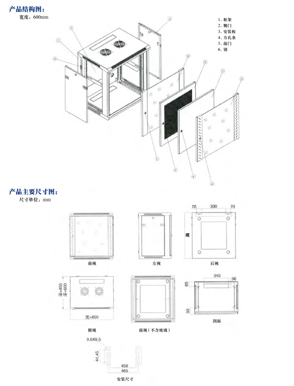 標準B型掛墻式網絡機柜BYD CABINET(圖2)